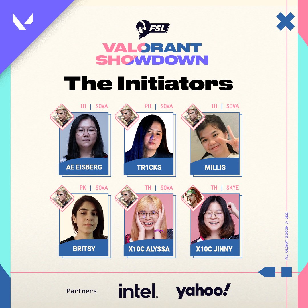 Fsl_GG's tweet photo. Part 2 of our players in #FSLVALORANTShowdown, the Initiators and Sentinels of the teams! 😗
Can't wait to see how they will work together in their newly reshuffled team!! 😆

Which players are you looking forward to seeing in the same team? 👀

#VALORANT #FSLShowdown #FSL https://t.co/9RtW9ViN30