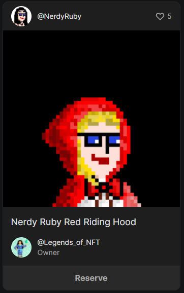 chairuby's tweet photo. SOLD ππNerdy Ruby Red Riding Hood
Thanks @Legends_of_NFT for the support. π₯°π₯°π₯°
@Pentasian #Pentasian #NerdyRuby #NFT https://t.co/JL32KPe5hT