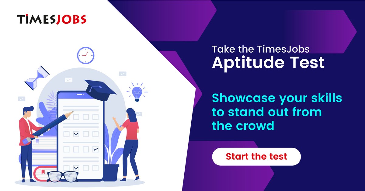 timesjobsdotcom's tweet photo. Show off your score to recruiters and stand out from the crowd. Take the TimesJobs Aptitude Test now: https://t.co/3J8PNDXQmN
#TJPro #TimesJobs #AptitudeTest #Skills #Career #Job #Opportunity #HumanResource #HRLeaders #TalentHiring https://t.co/IAyjZ1ksQY