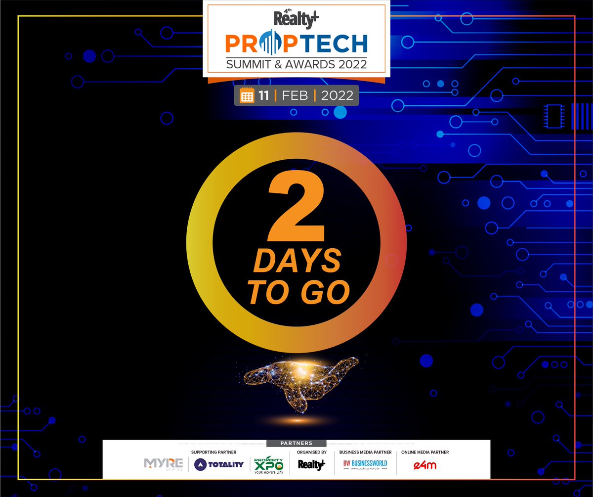 RPRealtyPlus's tweet image. Just in #2Day scelebrate and witness India’s finest in real estate technology at the 4th #Realty+ #PropTechSummit &amp;amp; #Awards2022. The event will recognize tech-driven #Innovation in the #Construction &amp;amp; #RealEstate Sector. 
Reserve your attendance here: bit.ly/3rin0P3
