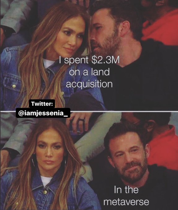Owning land in the #metaverse in 2022 > owning land in Manhattan in 1821."  It&rsquo;s fine, JLO will come<a href="/tag/metaverse"class="tags">#metaverse</a>