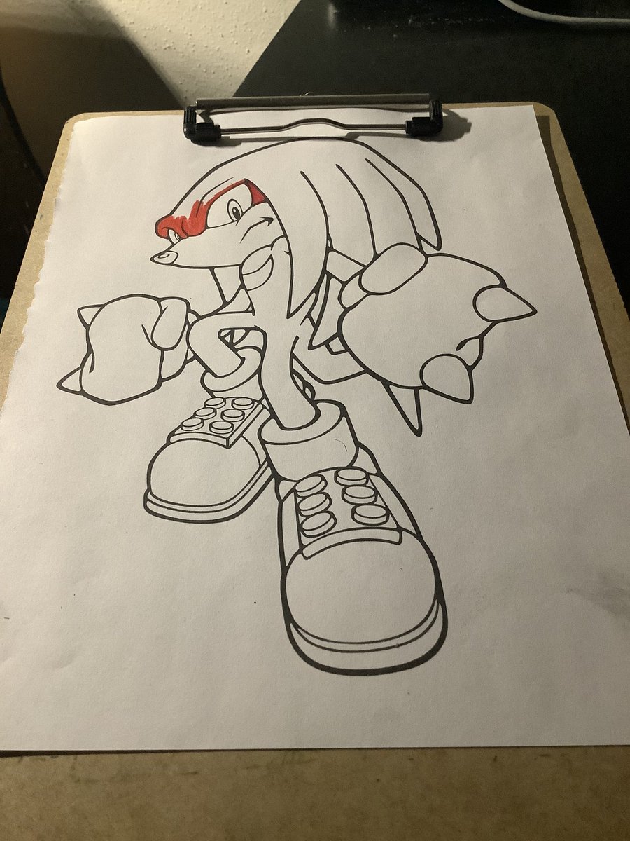 brandondblair's tweet photo. Decided to do some coloring pages today. #coloringisrelaxing #SonicTheHedgehog #KnucklesTheEchidna https://t.co/fp2tsNAG5k