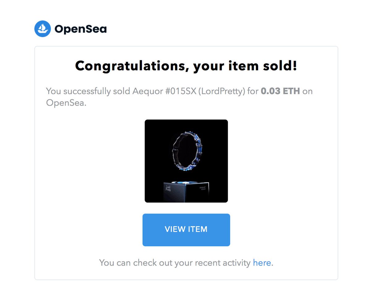 New piece from the Phase 2 collection sold! 
Special edition Aequor went to a new collector.

#opensea #nft #sold #jewelry #design #openseaNFT #Ethereum