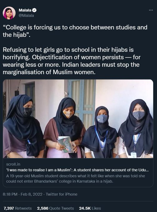 rishibagree's tweet photo. Malala Then                    Malala Now https://t.co/ik62oLkx2q