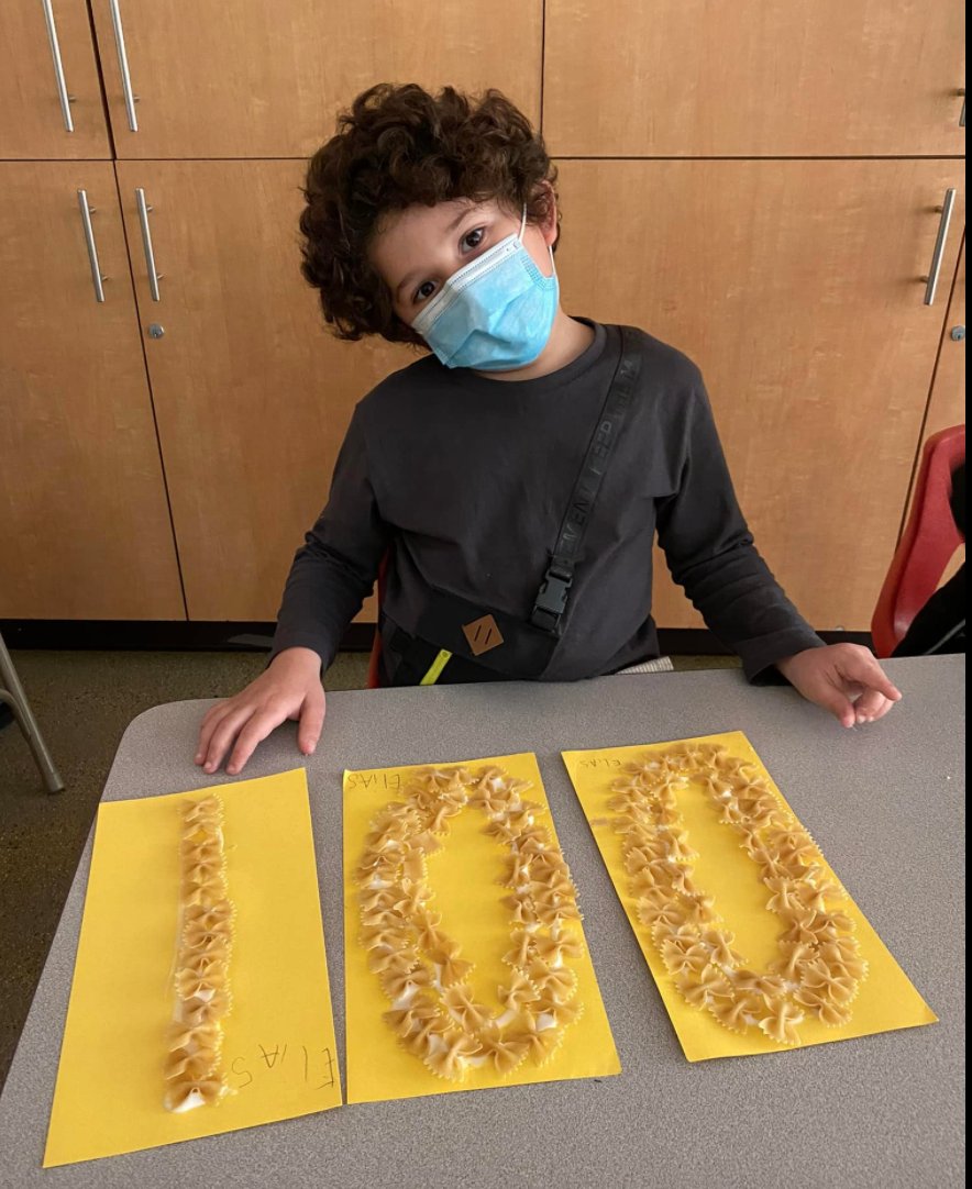 SFIS_USA's tweet photo. Our KG students celebrated their 100th day of school last week. The students created a piece of art using pasta, glue, and paper. So fun! https://t.co/uBXgOZc2Hk
