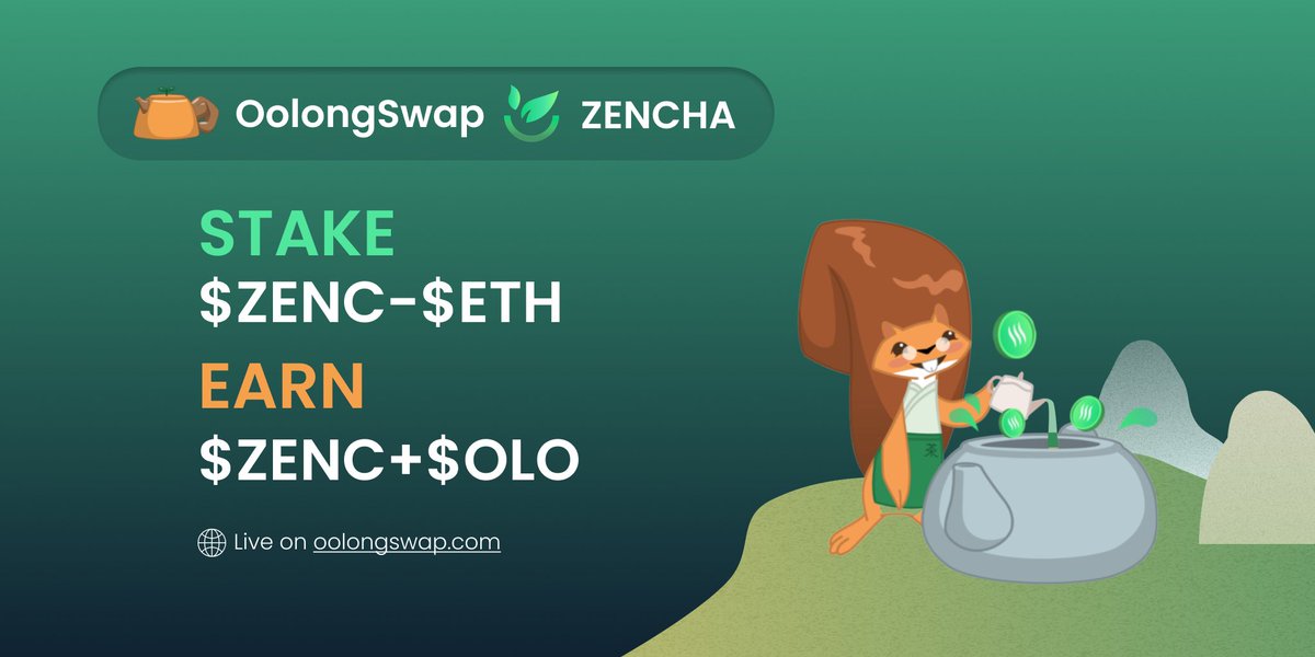 Hey, tea gatherers!🌱

Get ready for $ZENC 🍵 on Multea farm of <a href="/oolongswap/">OolongSwap #L222</a> 🫖 in only a few hours!

Stake $ZENC - $ETH
Earn $ZENC- $OLO 
on 🕘Feb 9th, 9AM UTC🕘

#BobaNetwork #BuildonBoba