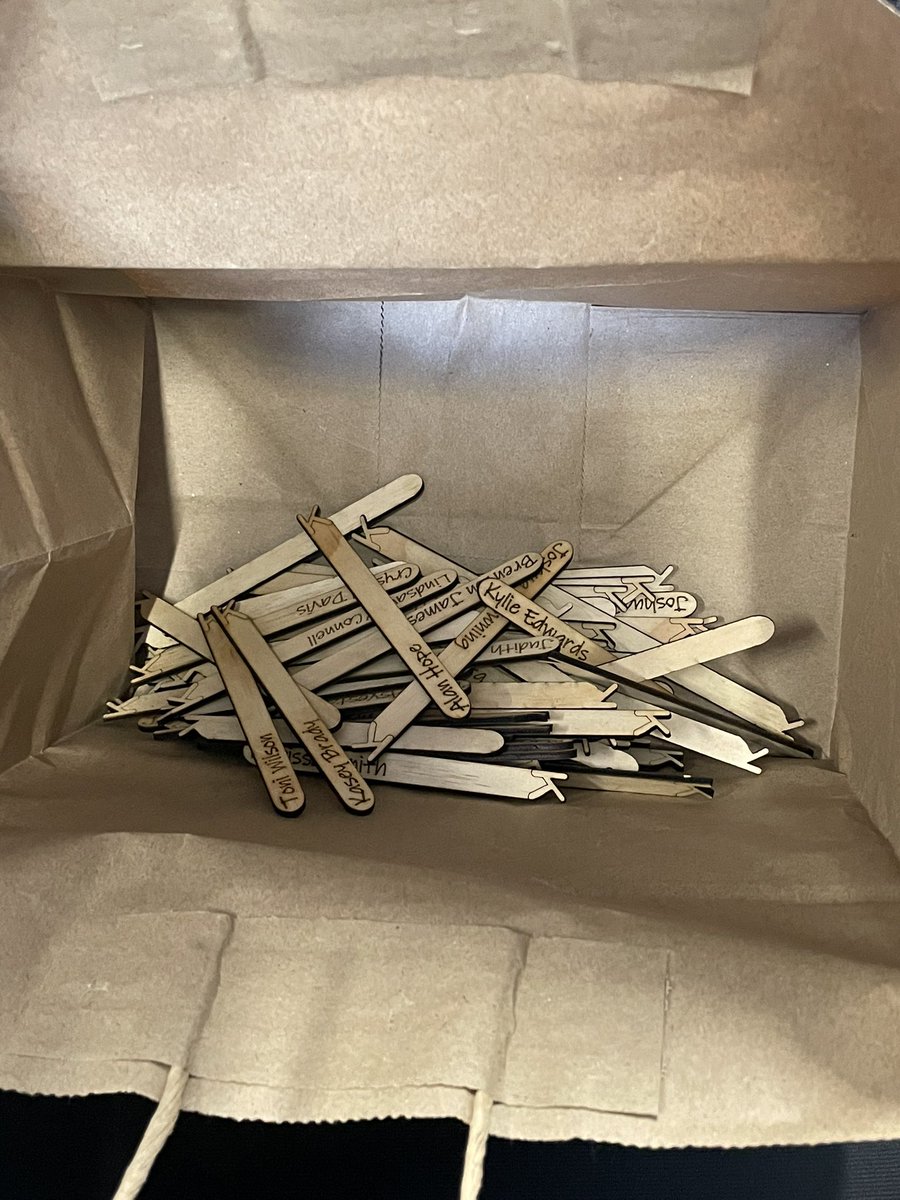 Using <a href="/dylanwiliam/">Dylan Wiliam</a> strategies with Exec… which staff present student work samples for exec evaluation and feedback?! Personalized Special K paddle pop sticks 🤩