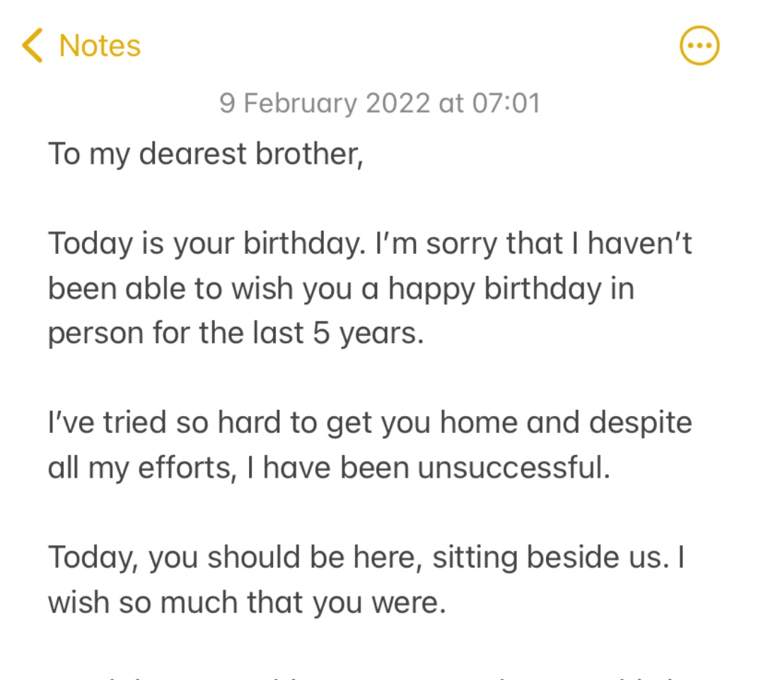 GSJohal85's tweet photo. Today, my younger brother Jagtar turns 35.

He's spent over 4 years in an Indian prison facing a death sentence.

While thousands of us campaign for his freedom, we’re collecting messages for his birthday.

Join me in writing a message.

https://t.co/LUBNld8ZCK 

#FreeJaggiNow https://t.co/upwl9TN2zh