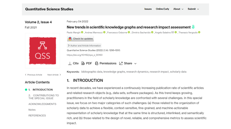Quantitative Science Studies (@qss_issi) on Twitter photo QSS issue 2(4) has appeared direct.mit.edu/qss/issue/2/4, including special issue 'New trends in scientific knowledge graphs and research impact assessment' doi.org/10.1162/qss_e_…; thank you <a href="/paolomanghi/">Paolo Manghi</a> <a href="/andremanno/">Andrea Mannocci @andremanno@mas.to</a> <a href="/FraOsborne/">Francesco Osborne</a> <a href="/angelosalatino/">Angelo A. Salatino (@angelosalatino.bsky.social)</a> <a href="/vergoulis/">Thanasis Vergoulis</a> for doing such a great job! QSS issue 2(4) has appeared direct.mit.edu/qss/issue/2/4, including special issue 'New trends in scientific knowledge graphs and research impact assessment' doi.org/10.1162/qss_e_…; thank you <a href="/paolomanghi/">Paolo Manghi</a> <a href="/andremanno/">Andrea Mannocci @andremanno@mas.to</a> <a href="/FraOsborne/">Francesco Osborne</a> <a href="/angelosalatino/">Angelo A. Salatino (@angelosalatino.bsky.social)</a> <a href="/vergoulis/">Thanasis Vergoulis</a> for doing such a great job!