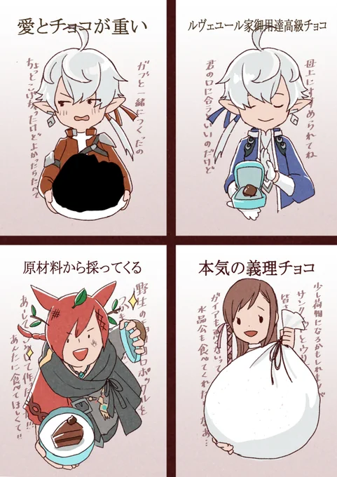 バレンティオンでチョコくれそうな私的トップ4#FF14 #FF14イラスト 