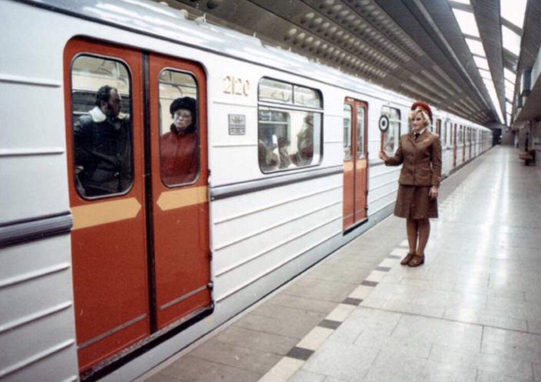 Prague Metro station guard. No idea what year this system ended.