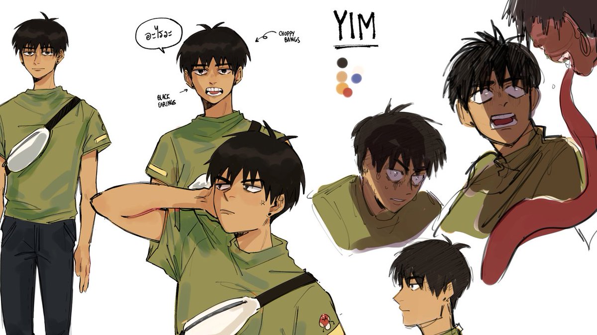 yim sketches i did for a comic i did last year, his design slightly changed in the end tho! 🩸