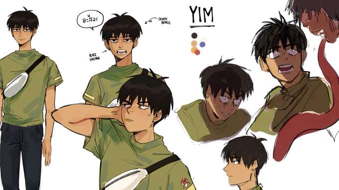 yim sketches i did for a comic i did last year, his design slightly changed in the end tho! 🩸 