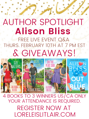 Free live event with a Q&amp;A and a giveaway at <a href="/LoreleisLitLair/">Lorelei's Lit Lair</a> on Thursday, February 10th at 7pm EST! Four books will go to three winners! (US/CA only) Register here: Loreleislitlair.com!