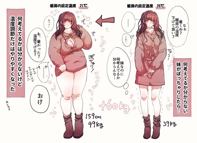 部屋の温度とぽっちゃり女子 