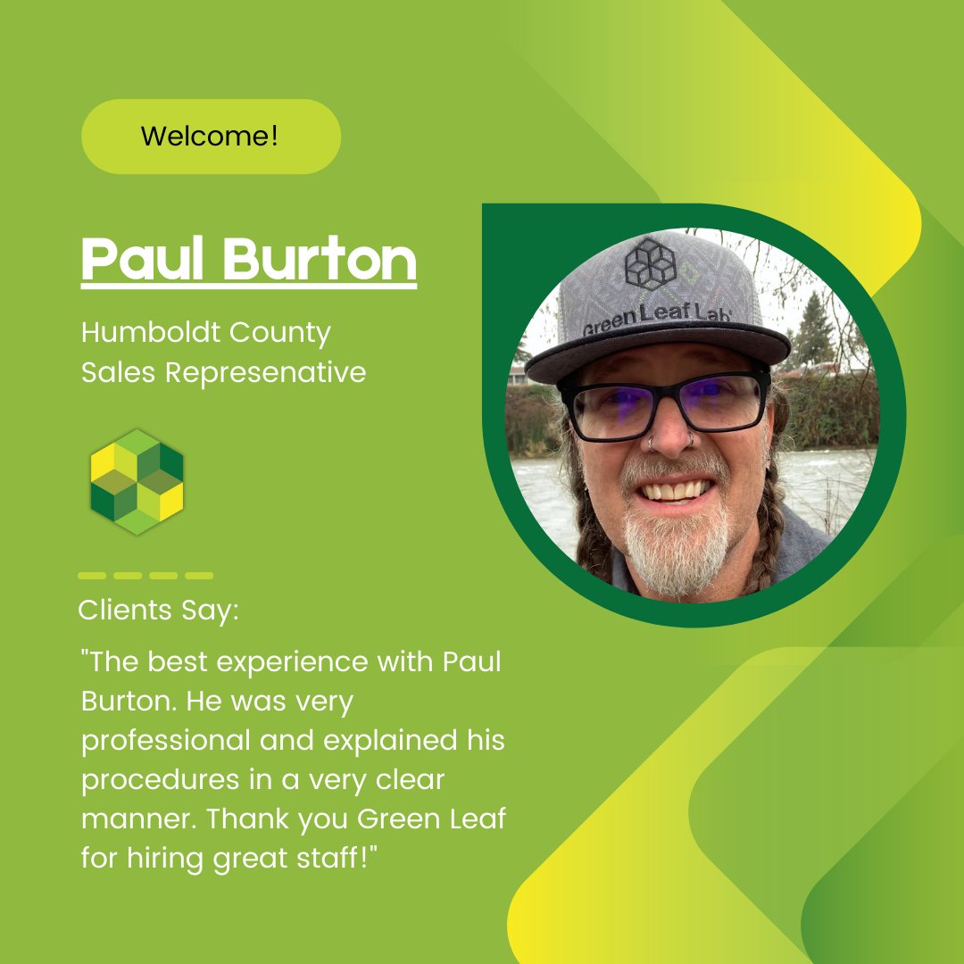Meet the team! Paul Burton, Humboldt County's Sales Representative.  We are so excited to have Paul out in the field!  Call Paul today at 707-684-9537 for your Humboldt County testing needs.

#wetestthebest #humboldt #knowwhatyousmoke