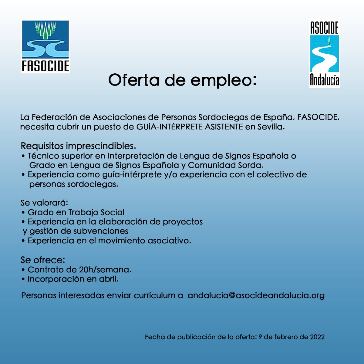 OFERTA DE EMPLEO <a href="/ASOCIDEAnd/">ASOCIDE Andalucia</a> 
#ofertadeempleo #ofertadetrabajo #empleo #trabajo