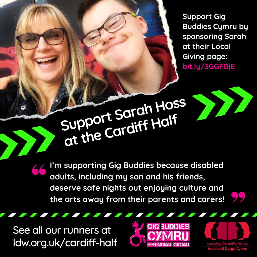 Sarah Hoss is running the <a href="/CardiffHalf/">Oysho Cardiff Half 🏴󠁧󠁢󠁷󠁬󠁳󠁿</a> to raise money for @FfrindiauGigiau.

You can support Gig Buddies Cymru by sponsoring Sarah at their Local Giving page: localgiving.org/fundraising/sa…

#CardiffHalf