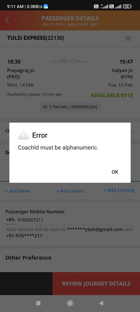 thebrijjesh's tweet photo. Facing issue while booking e ticket over app. Plz resolve.

@indianrail #IRCTC @IRCTCofficial https://t.co/iOY11Gmv4D