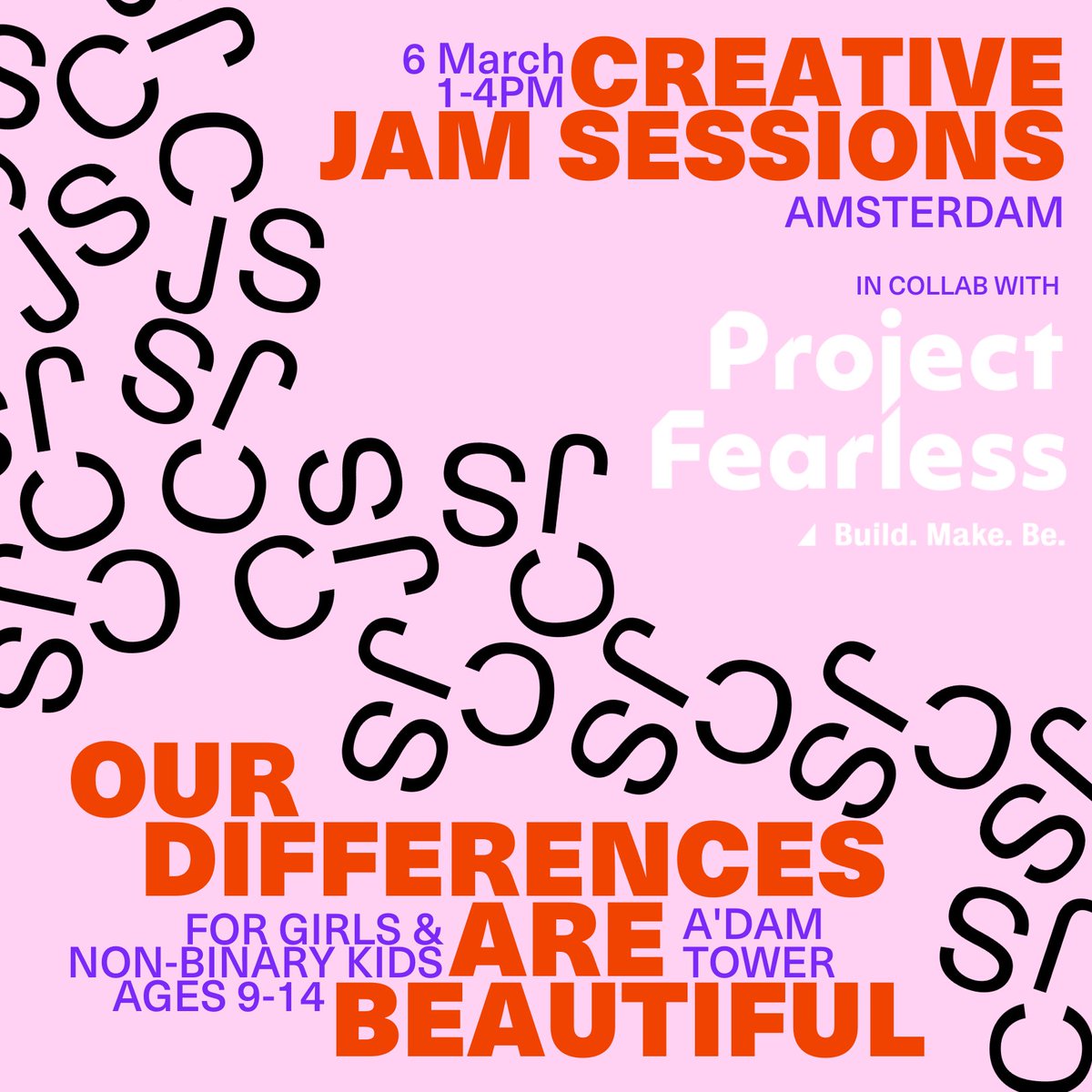 Pop up event: Our Differences Are Beautiful

We’re thrilled to be teaming up with #CreativeJamSessions for an interactive event, encouraging Fearless girls to bring their minds and hearts to the conversation on diversity!

Read more/sign up: projectfearless.org/cjs-x-pf-2022