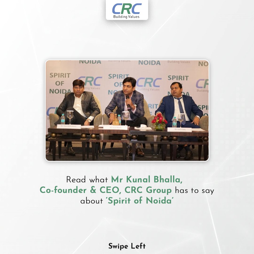 crcgroupindia's tweet photo. Spirit of Noida campaign will take its shape through diverse social projects encompassing multiple sectors like Health &amp; Wellness, Education, Sanitization, Women Empowerment, and Environment. 

Read what Mr. Kunal Bhalla has to say about the campaign.

#SpiritOfNoida #CRCGroup https://t.co/O9pwyAvJkV