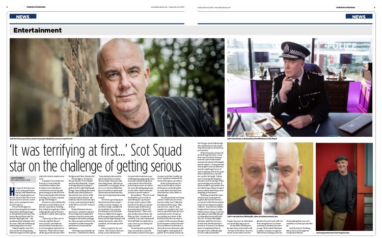 LiamRudden's tweet photo. In print in the #Edinburgh Evening News, @scotsquad star Jack Docherty aka @ChiefMiekelson is coming home.
Read it online here and see his show #NothingBut show at @TheBrunton.
https://t.co/JaF3I3giq6 https://t.co/hb9UySFNSa