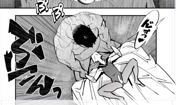 時間かけて3Dモデルにポーズつけたのを下敷きにしたら全然ダメな絵になったので、自分のテンポ使ってオラアアアって描いたらすぐ決まった。 