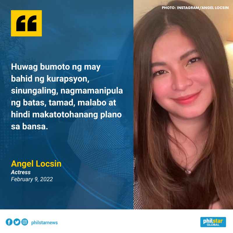 PhilstarNews's tweet photo. 'KILATISING MABUTI'

Actress Angel Locsin shared on social media some advice on what kind of candidates to vote for in the upcoming May 2022 elections, adding that people discern before they "vote rightly." https://t.co/eRY5lCtwRV