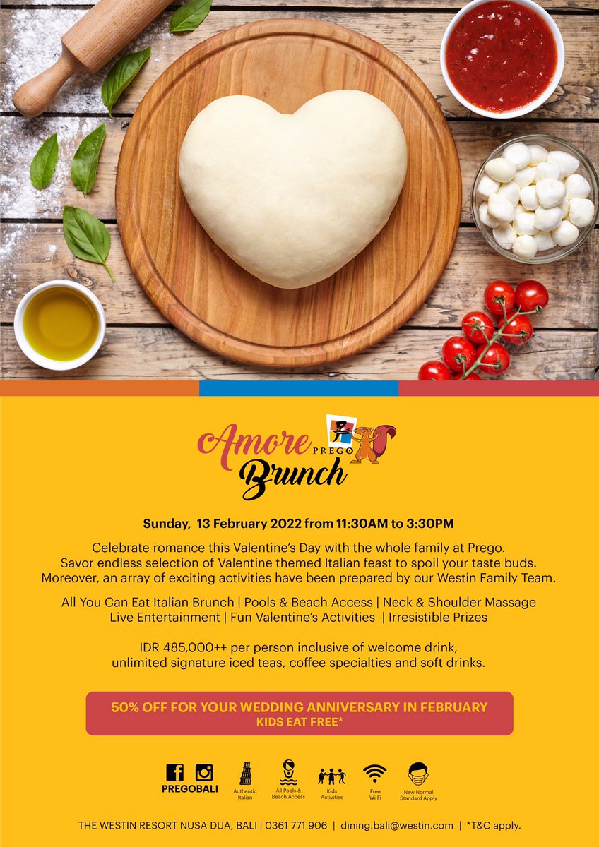 Celebrate romance this Valentine's Day with the whole family at Prego. 
Savor endless selection of Valintine-themed Italian feast to spoil your taste buds. 

Sunday, 13 February 2022

Photo by Lucky Perdana and Lidi Brugman via Instagram