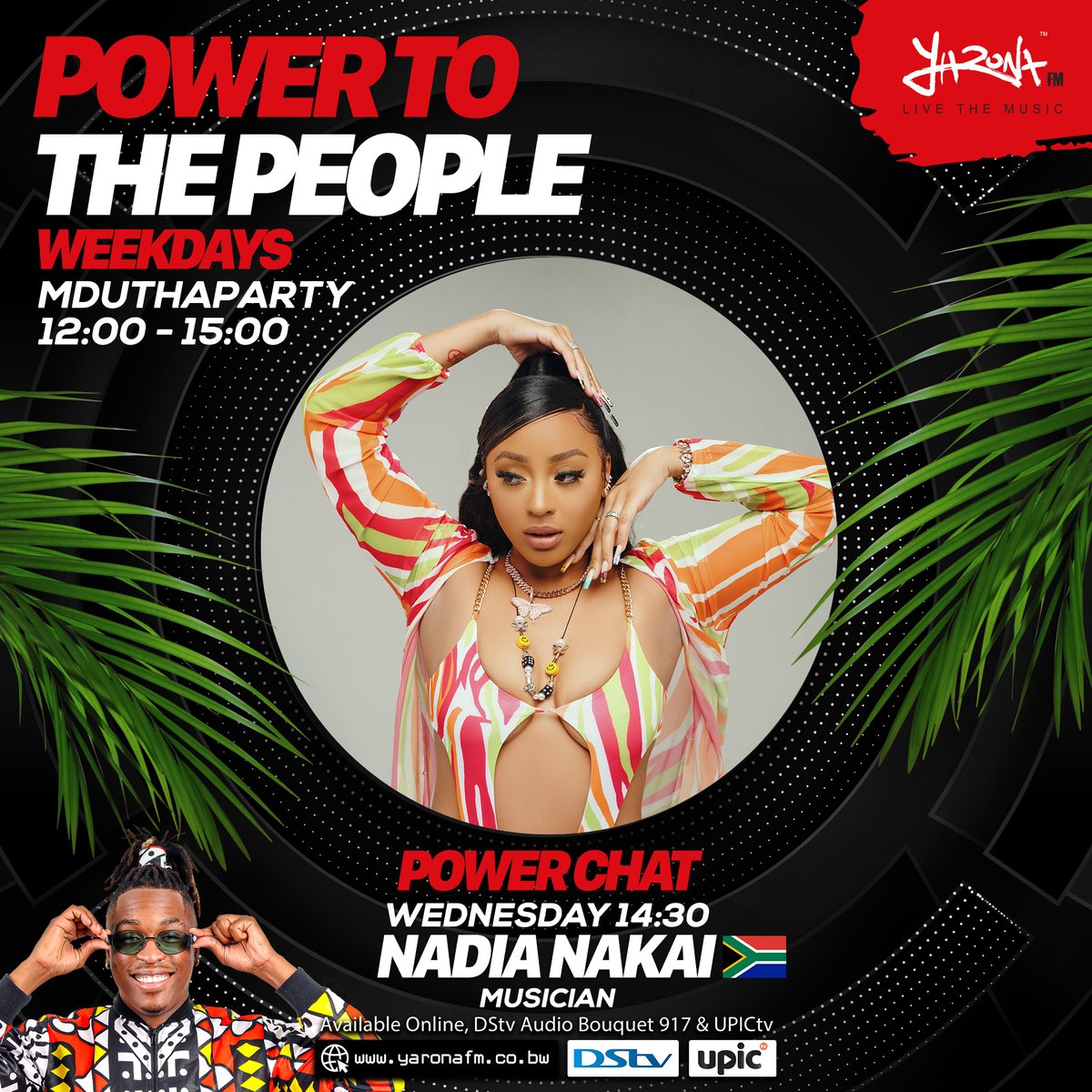 yaronafm's tweet photo. Issa wild 1 fandag on #PowerToThePeople with @thapartypapi He's got Musician, Nadia Nakai 🇿🇦 on #PowerChat!! TUNE IN!!🔥🎶
📲Whatsapp: +267 74751545
📲SMS : 16106
☎️Studio Line: +267 3911066
🖥 DStv Channel 917
🖥 UPICtv
🌐https://t.co/Af30HQmCSE https://t.co/cCERQHG8IU