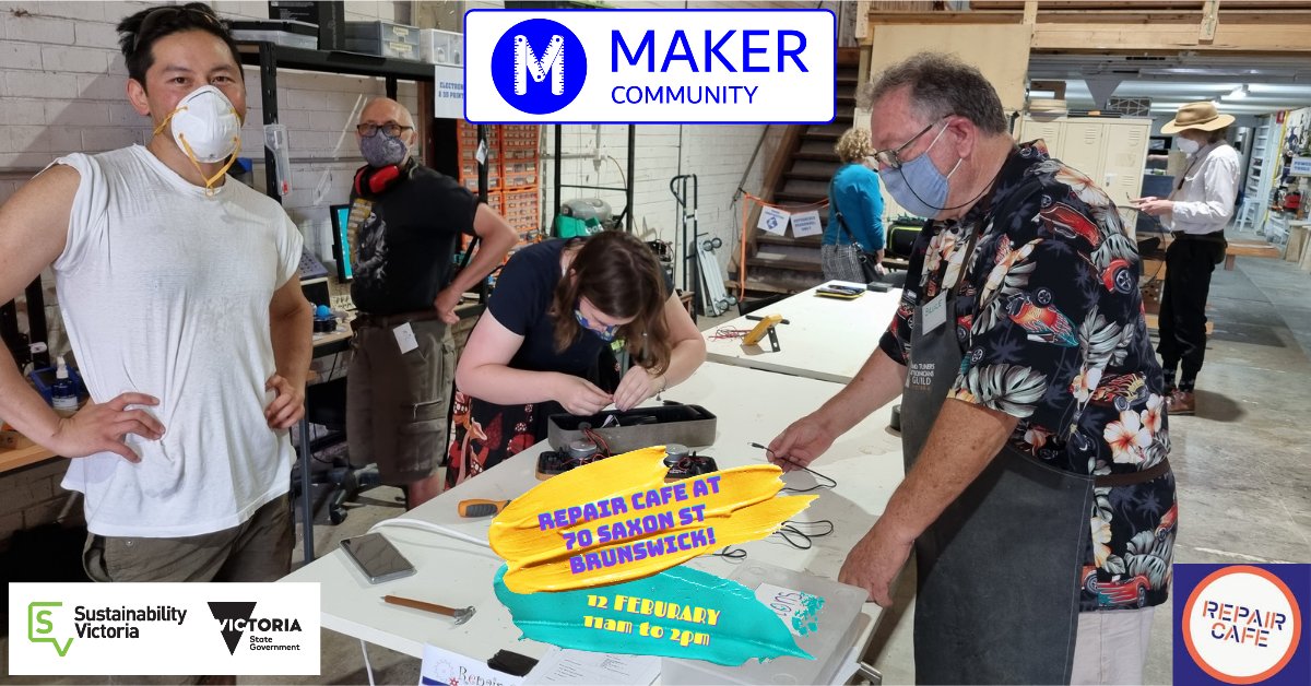We're opening our doors once again (19th Feb) for our third Repair Cafe at our new location (Saxon St)!  We are getting very profficient at fixing fans and have recently setup our textile repair hub for all your patching, sowing and embroiding needs.

Be there or be unrepaired!