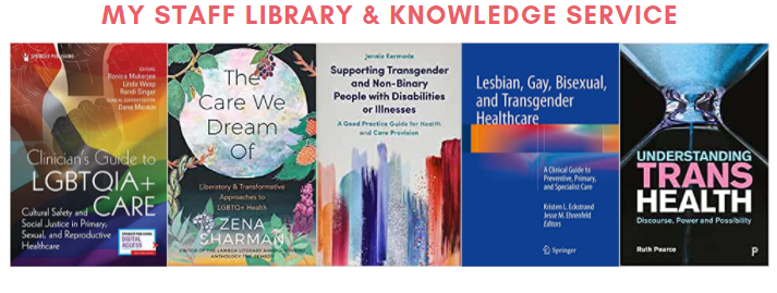 Resources on LGBTQ+ health and patient care are available <a href="/midyorkslibrary/">Mid Yorks NHS Library & Knowledge Service</a>📚. Please contact us to request any of these titles📨 #LGBTHM22 #LGBTplusHM #Equality #PatientExperience