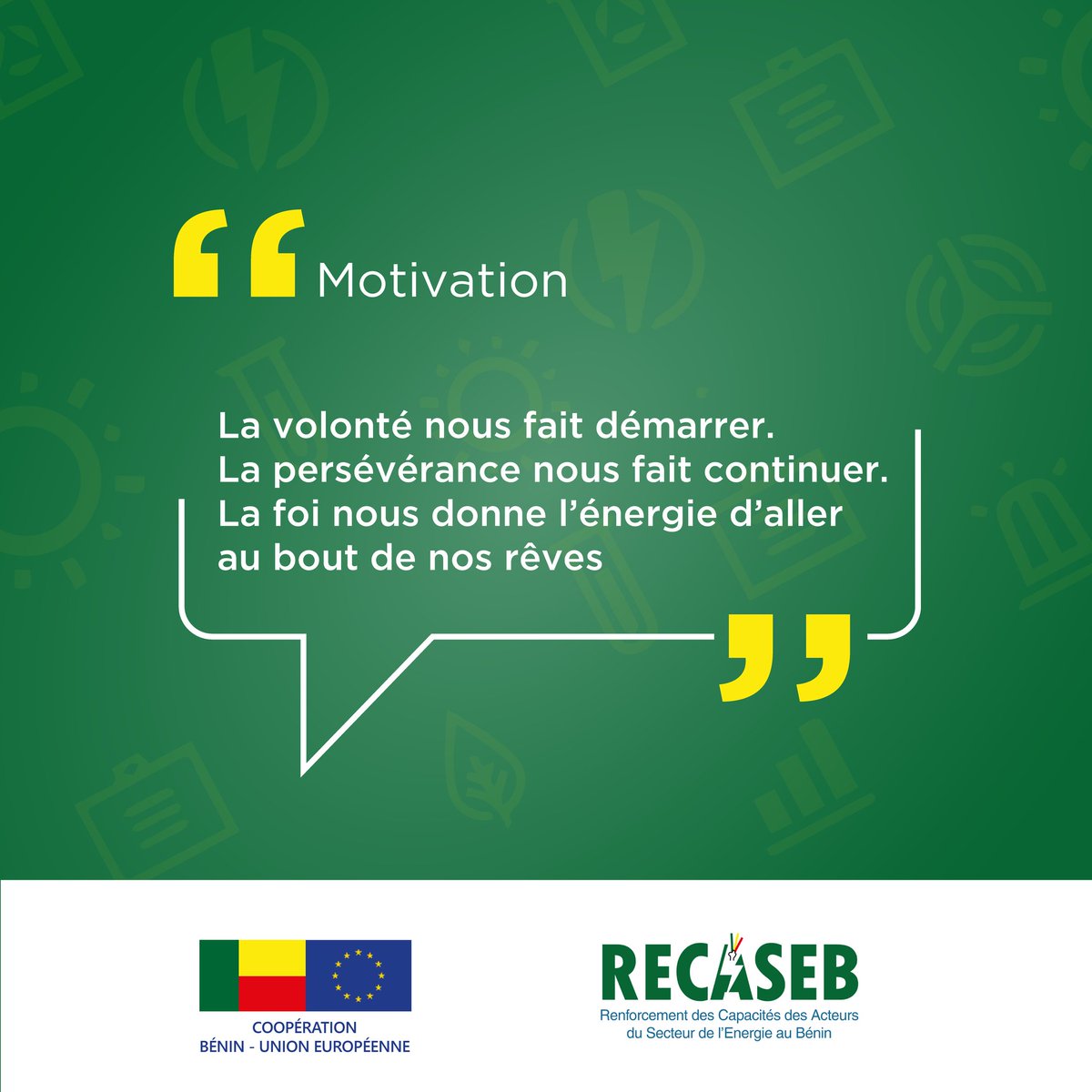 PRecaseb's tweet photo. La foi donne à nos rêves leur véritable sens.

#RECSAEB #BéninGouv #UE #Motivation https://t.co/1elY3DeROc