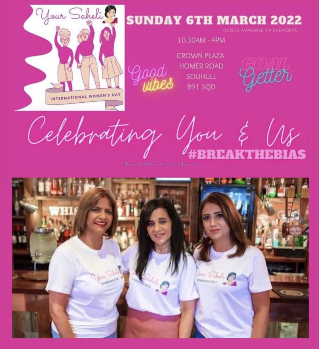 This is our next event for International Womens Day at the Crown Plaza in Solihull, there will be guest speakers talking about all sorts of different topics.
Tickets are being sold on Eventbrite, we can’t wait to meet you all!