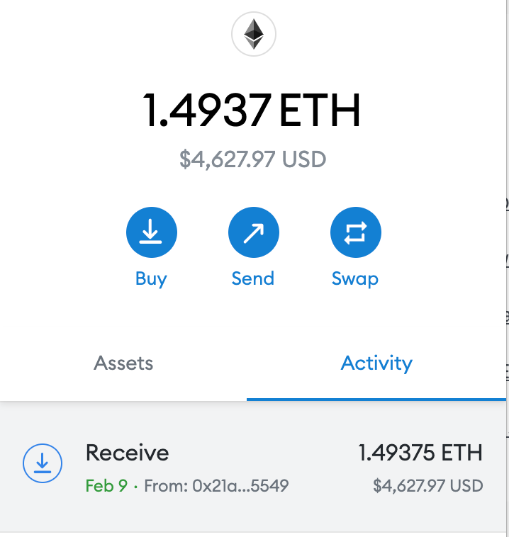 TheCryptoGoatz's tweet photo. And it begins! The journey from 1.5 ETH to wherever it takes. The first goal is 3E. Already in the red with the gas I paid for transfer... 🤣 https://t.co/Exesh3J5to
