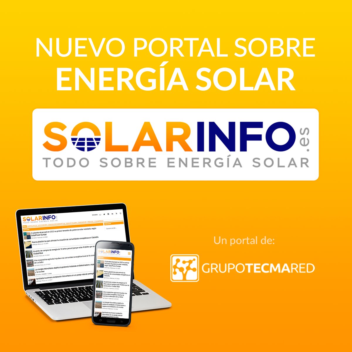 Desde <a href="/grupotecmared/">GRUPO TECMA RED</a> lanzamos <a href="/SOLARINFO_ES/">SOLARINFO</a> un nuevo portal profesional sobre #EnergíaSolar con información diaria sobre #ComunidadesEnergéticas #Autoconsumo #ParquesSolares #InstalacionesSolares #Proyectos #Legislación #AyudasSubvenciones 
Suscríbete 👉 solarinfo.es