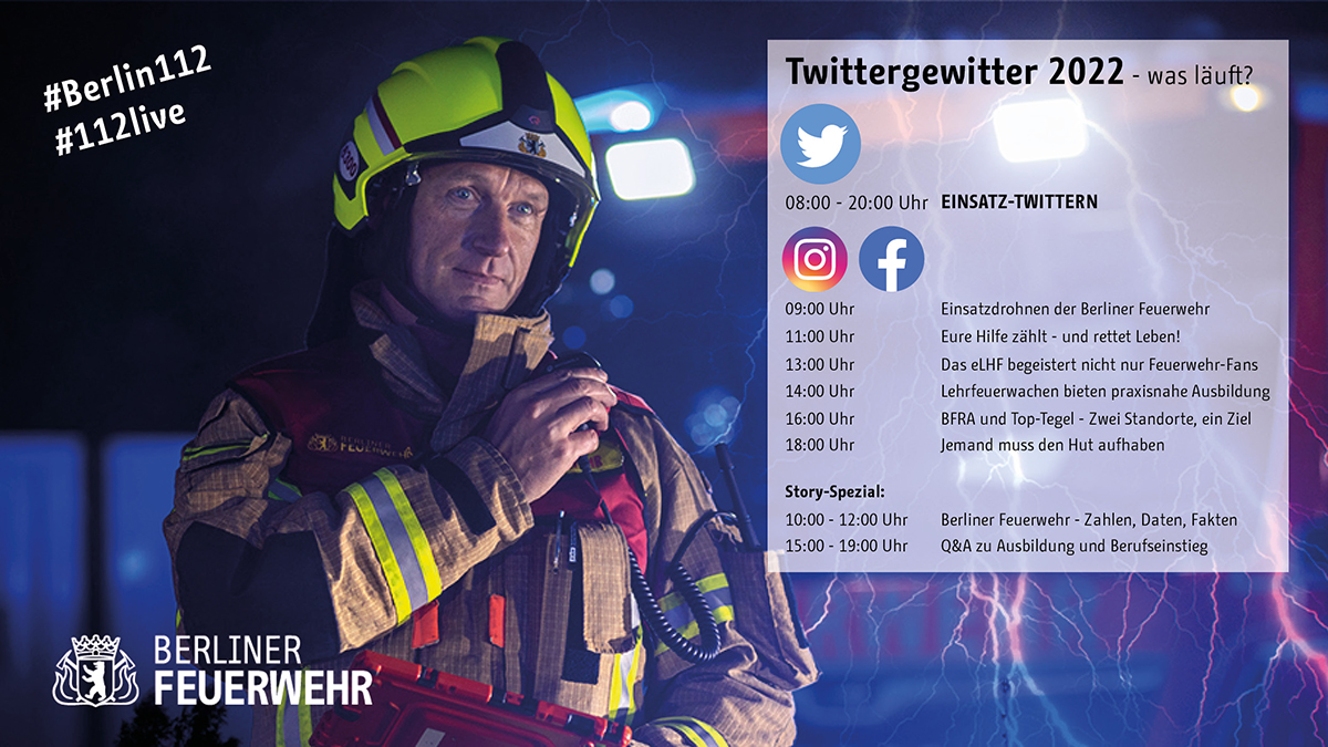 Berliner_Fw's tweet photo. Volles Programm am 11.2. zum #Twittergewitter2022 am #TagdesNotrufs. Wir haben uns viel vorgenommen und einiges vorbereitet. Schaut mal, was euch wo erwartet. Worauf freut ihr euch am meisten?
#Berlin112 #112live #WirRettenBerlin https://t.co/Vqkn4IFLm8