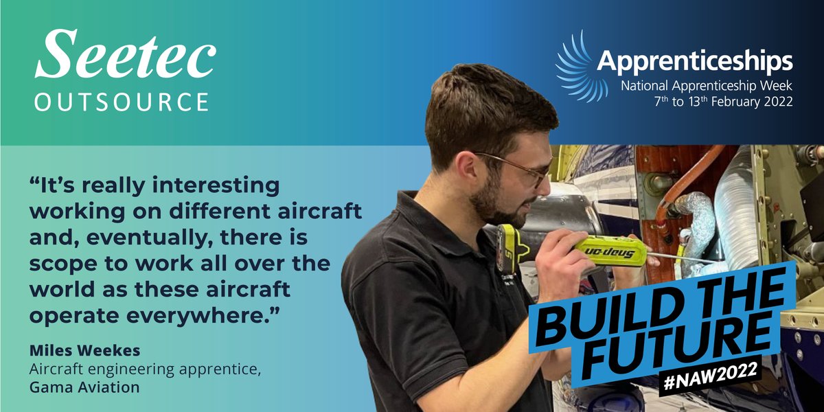 SeetecTraining's tweet photo. 🌍 A World of Opportunity 🌍

✈ Miles is an aircraft engineering #apprentice at @GamaAviation and he’s excited about where a career in the industry could take him.

📖 Read his story here 👉 https://t.co/JGJwoFfcMO

#NAW2022 #BuildTheFuture #BlazeATrail #AskAnApprentice https://t.co/qDVdw1oMEV