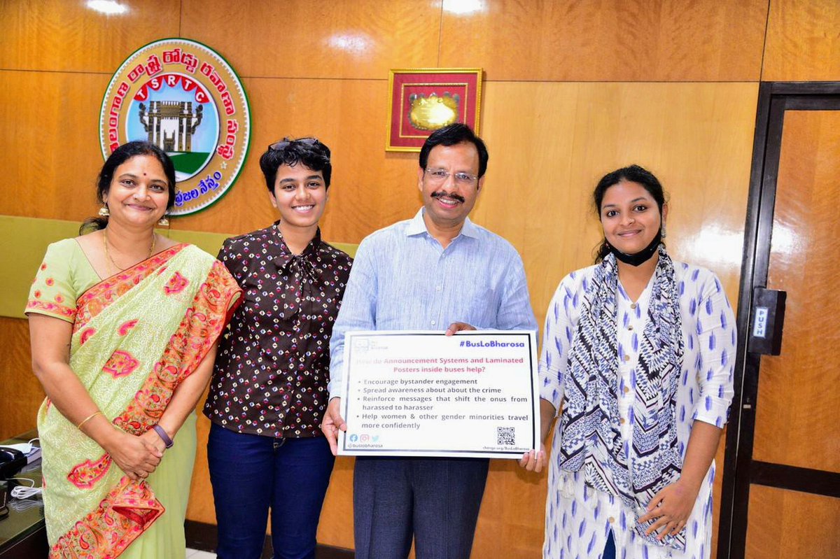 Thank you @tsrtcmdoffice Sir for the warmest response to our campaign. It was wonderful exploring several possibilities with you regarding women's safety. We wish to work in conjunction with you to make the city a better place to live in. 💙🌸🤗