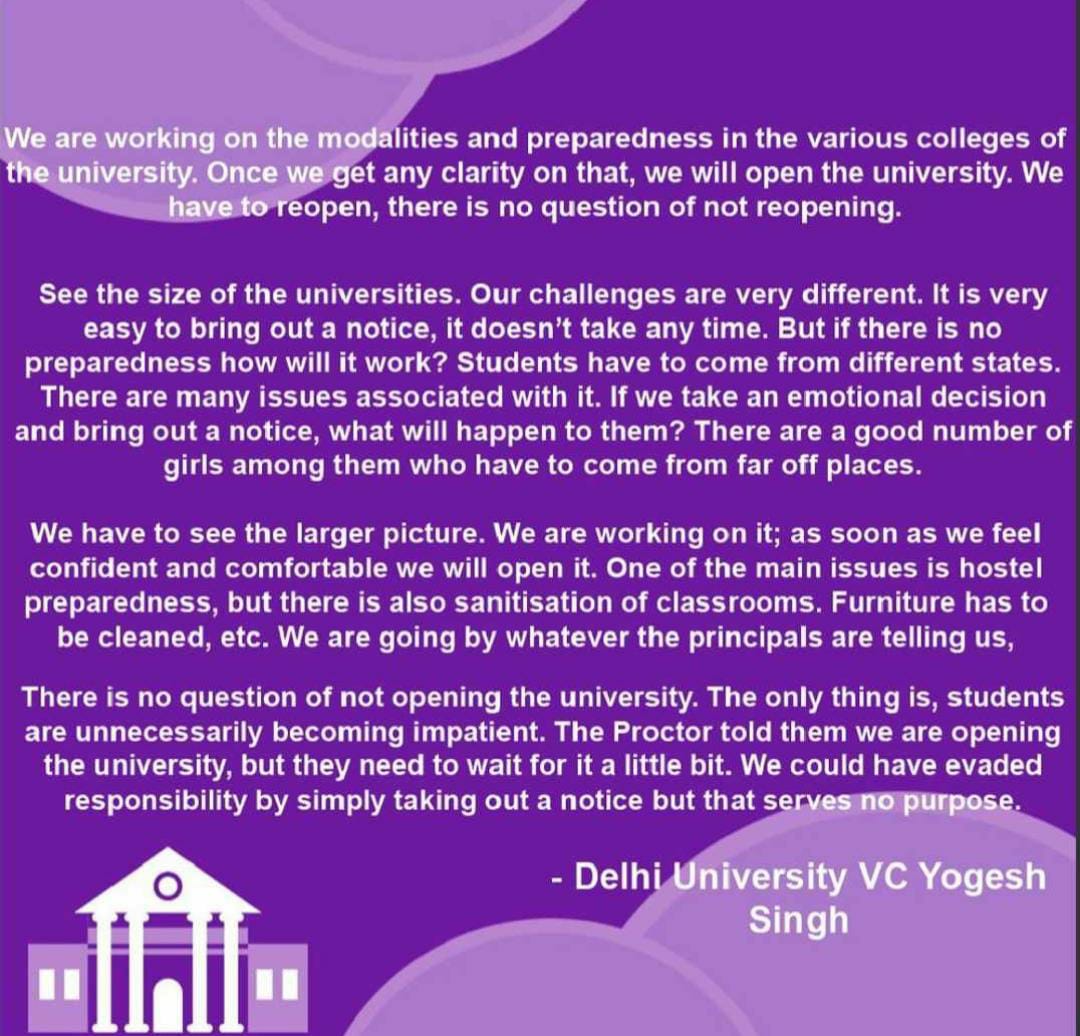 manikg0001's tweet photo. Finally some sort of statement came out✌️
#reopendu
#reopendelhiuniversity
#ReOpenCampus
#reopenduagitation https://t.co/ZGfEotQke9