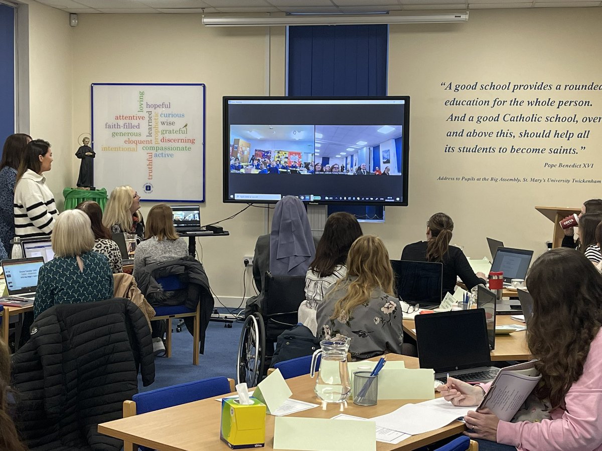 BCPP__'s tweet photo. We are live linking with @OLSK_ pupils who are speaking confidently in front of everyone about the impact of Catholic Social Teaching 💙💙💙 #thefutureissafe #catholiclife @EducareMUK @SrJudithRussi @BhamDES https://t.co/wPazYKxLHz