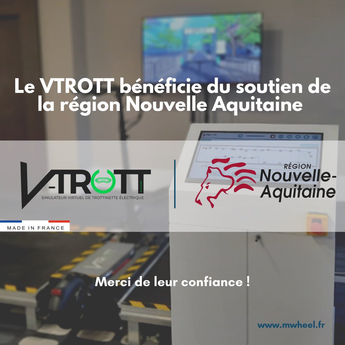 Le saviez-vous ? 🤔
La région <a href="/NvelleAquitaine/">Nouvelle-Aquitaine</a> soutient le VTROTT, une innovation 🇫🇷 by <a href="/MWheel_Fr/">M-Wheel Mobility</a> 
Rendez-vous sur le site: vtrott.fr pour en savoir + 

#region #innovation #fabriqueenfrance #madeinfrance #vtrott #nouvelleaquitaine #mwheel #simulateur #trottinette