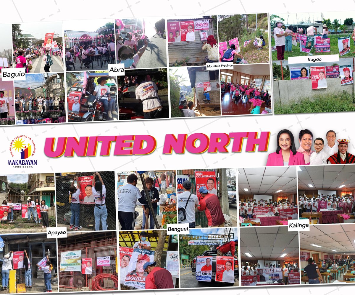 𝗪𝗔𝗟𝗔𝗡𝗚 𝗦𝗢𝗟𝗜𝗗 𝗡𝗢𝗥𝗧𝗛!

Only a #UnitedNorth2022 para #LeniKiko, #LabCoSaSenado, at #TeddyBaguilatSaSenado!

All provinces in the Cordillera present in the Opening Salvo and Kick-Off Rally for #LeniKiko at #Makabayan4Leni! Nagkakaisa para sa #PagbabagongMakabayan2022
