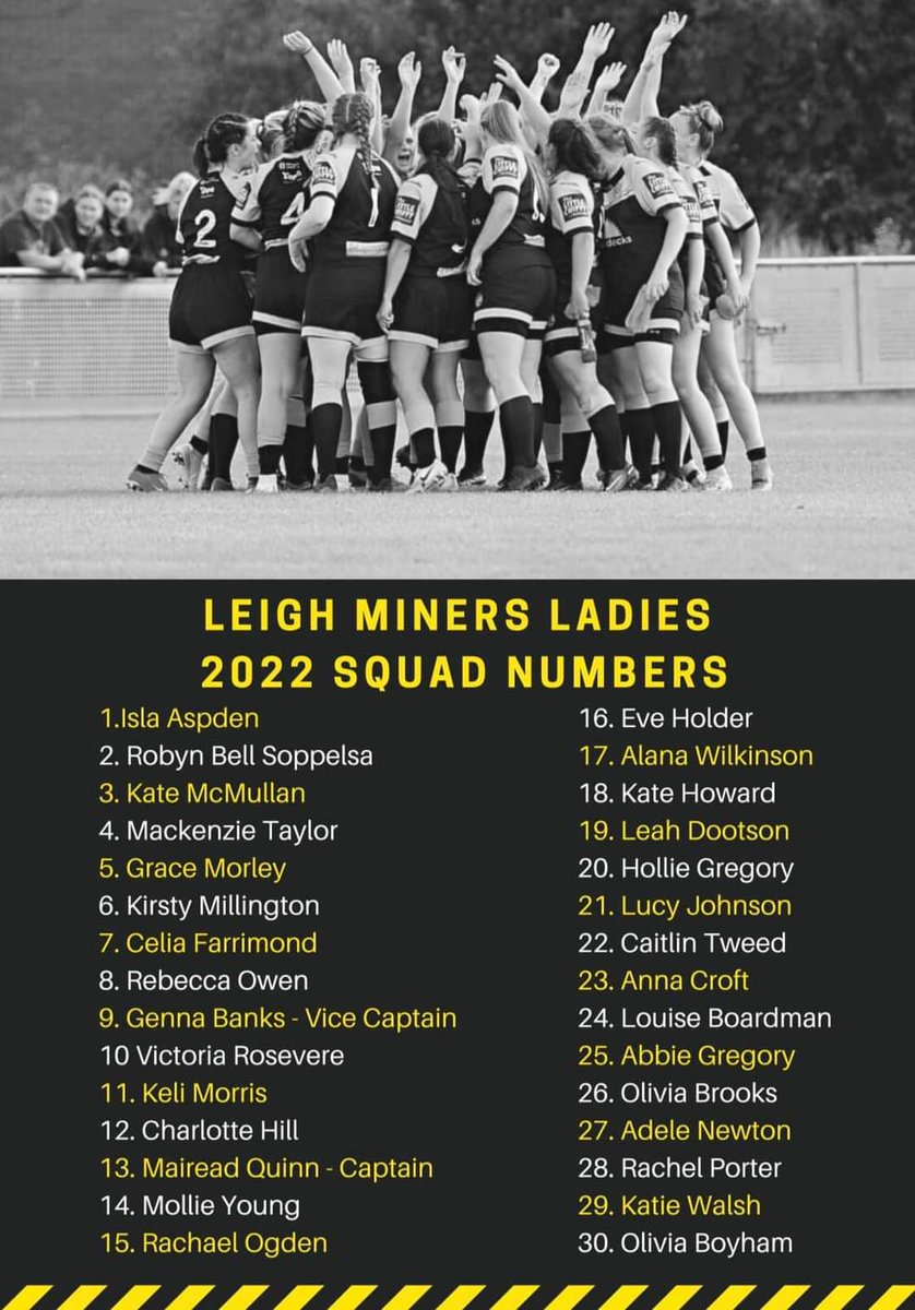 Introducing our Leigh Miners Ladies squad numbers for the 2022 Womens Super League Season