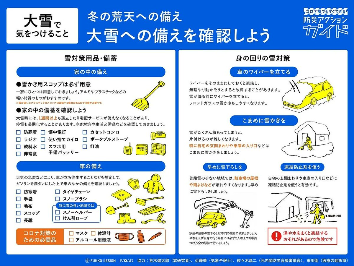 kawabou's tweet photo. 雪への備えはできていますか。
ご自分でチェックしてみてください。
#fukkodesign #雪への備え https://t.co/CXZYxuvaVI