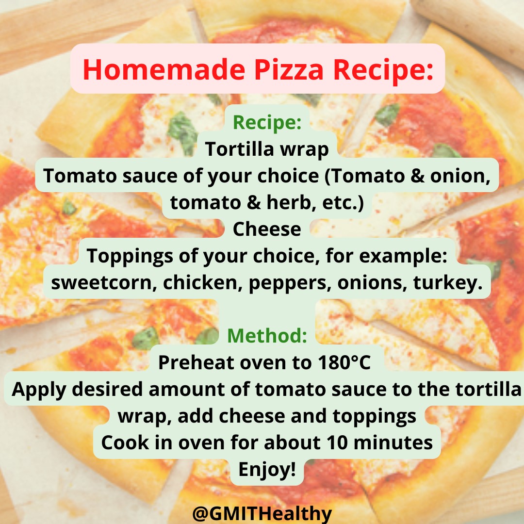 ATUHealthyGM's tweet photo. Happy #WorldPizzaDay! 🍕Why not make your own using leftover vegetables & meat. Don’t forget to share & tag us in your pizza posts with #NewYouIn22 to have a chance of winning an amazing prize!
@GMITOfficial @GMITSU @GMITMayoCampus @GMITLetterfrack @GMIT_CCAM @MountbellewAgri https://t.co/e0EgUHu0aB