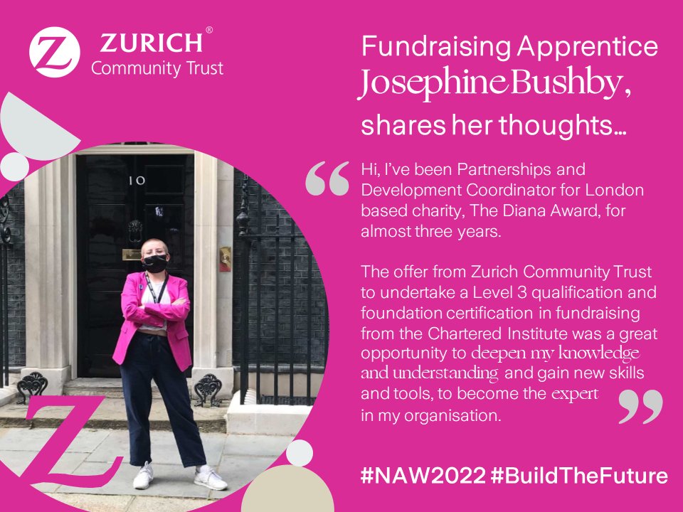 ZCTrust's tweet image. Today's apprentices are tomorrow's leaders so @ZurichInsUK are not only passionate about nurturing future talent in our business, but also supporting  charity partners,such as @DianaAward,to achieve the same.That's why we offer 15 FREE fundraising apprenticeships each year #NAW