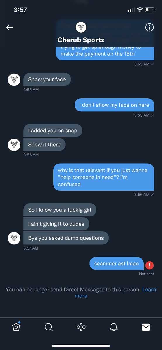scamprotections's tweet photo. @ SELLERS
-
idek what to call this but this guy
is just fucking WEIRD😂 he also said
he scams as a girl?? like this is honestly
some fucking weird shit but anyway
just steer clear of @SportzCherub
#sellingcontent #buyingcontent https://t.co/cvwnj5Q9Kz