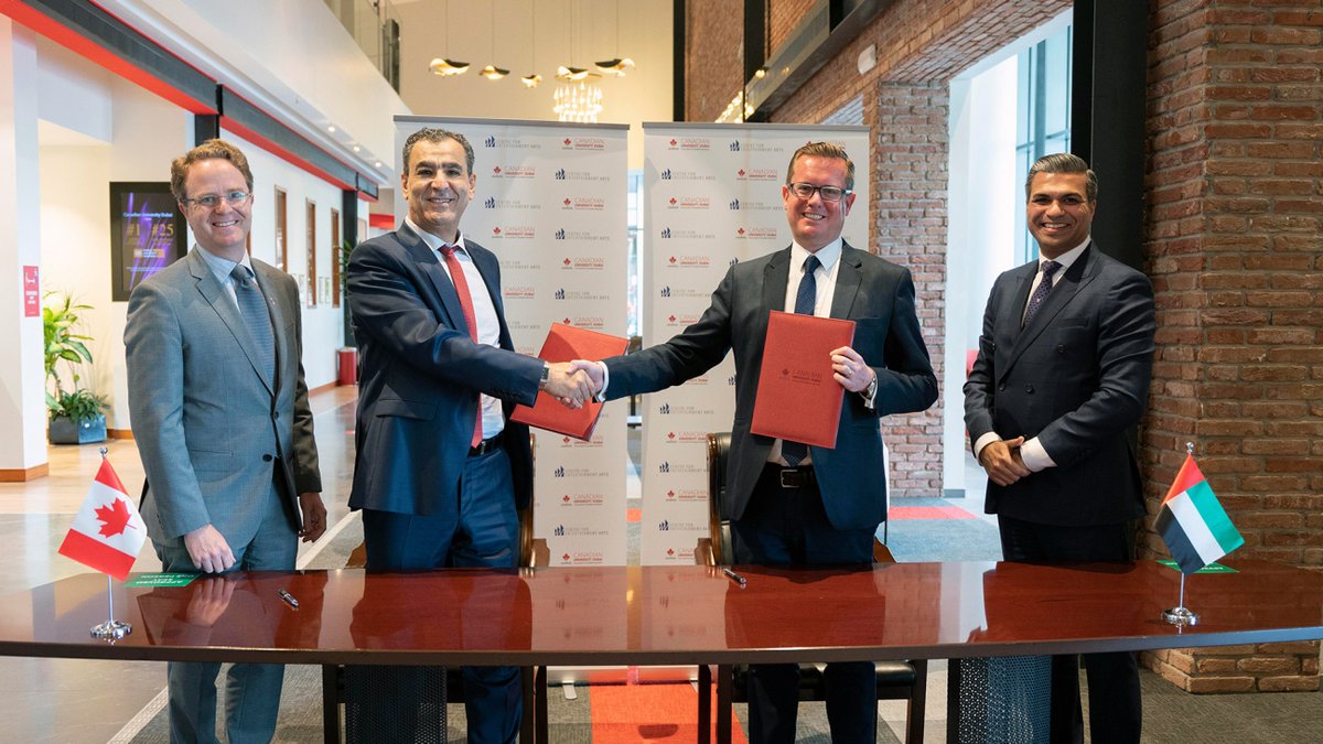 Congratulations to 🇨🇦's Centre for Entertainment Arts &amp; Canadian University Dubai for signing an MOU to establish digital and creative arts programs from #CanadaintheUAE to support the 🇦🇪's efforts to develop new #creativeindustries like #gaming, #animation and visual FX 🎮📽️👩🎓