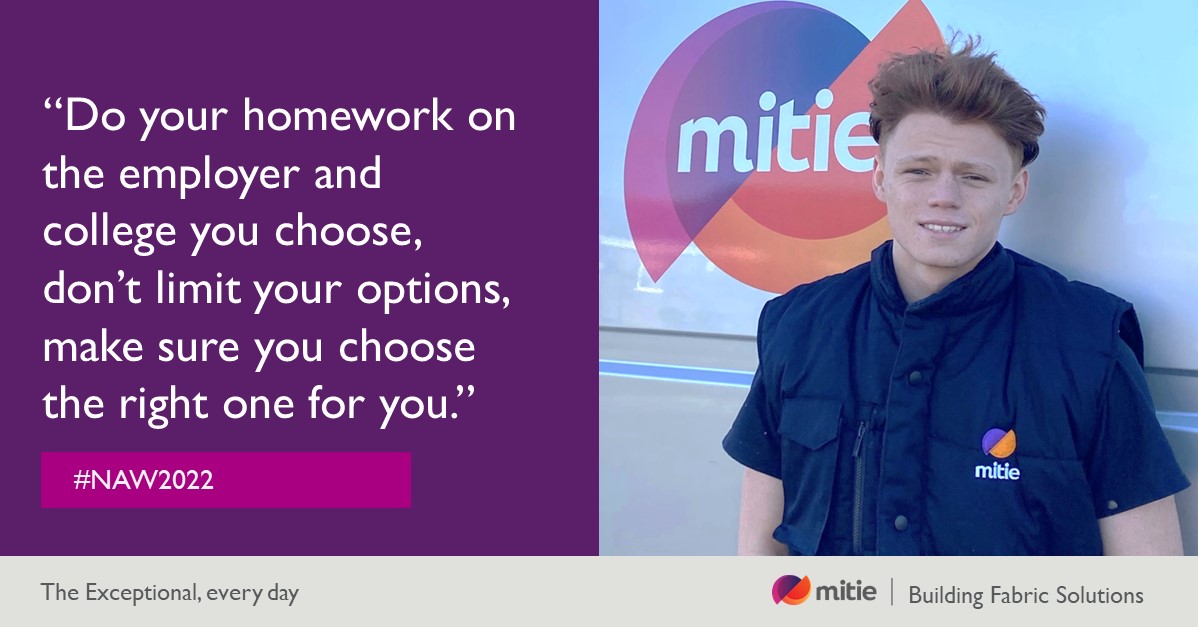 MPSUKLTD's tweet image. Want to be an apprentice at @mitie?

Whether you aspire to be a Joiner, a Painter and Decorator, or a Trainee QS - there&apos;s an opportunity for you.

Meet Ryan.

#MitieProjects | #OneMitie | #ExceptionalEveryday | #NAW2022
